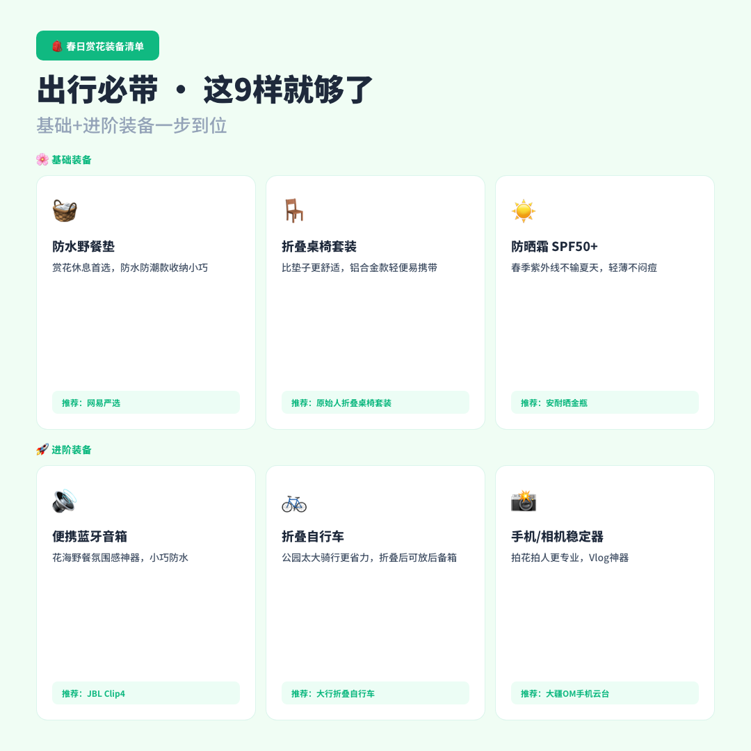 赏花装备清单